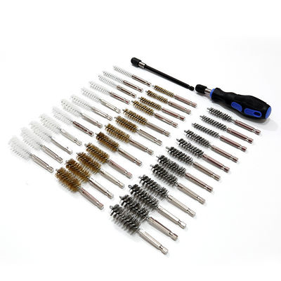 38pcs 1/4 inch Hex shank Wire Brush Drill Attachments Stainless Steel Brass Nylon Wire With Handle