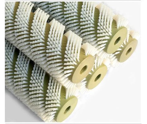 custom Spiral Roller Brush High Density Nylon Brush Aluminum Alloy/Galvanized Iron Base For Food And Printing Industry