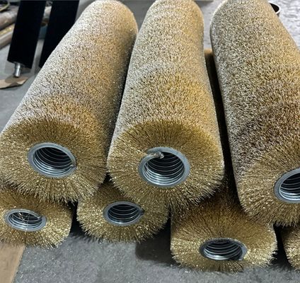 Custom Industrial Cylindrical Brush Brass Wire Wound Roller Brush For Metal/Wood Polishing